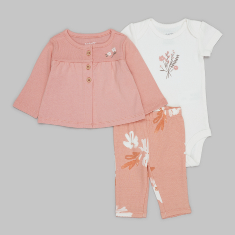 Комплект одежды Carter's кардиган, штаны и боди 1159840711 (Розовый 9M) на рост 69-72 см