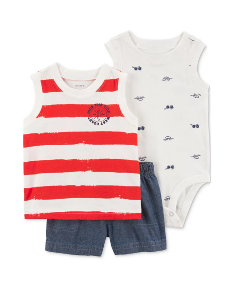 Детский комплект Carter's майка, шорты и боди 1159841492 (Разные цвета 3M)