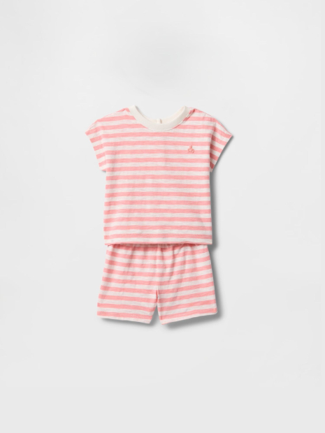 Детский комплект GAP футболка, шорты и панама 1159848604 (Белый/Розовый 3-6M)