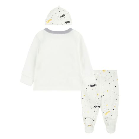 Дитячий комплект Levi's лонгслів, штани та шапочка 1159848840 (Білий/Сірий 62-68)