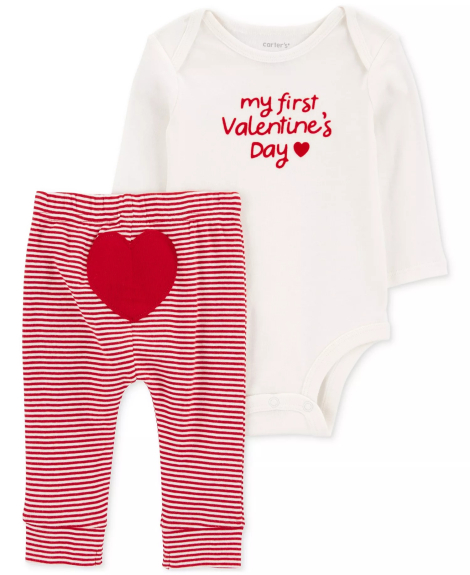 Дитячий комплект Valentine's Day Carter's боді та штани 1159848909 (Червоний/Молочний 0M)