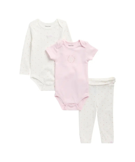 Дитячий комплект Calvin Klein 2 боді та штани 1159854704 (Молочний/Рожевий 0-3M) на зріст 56-61 см