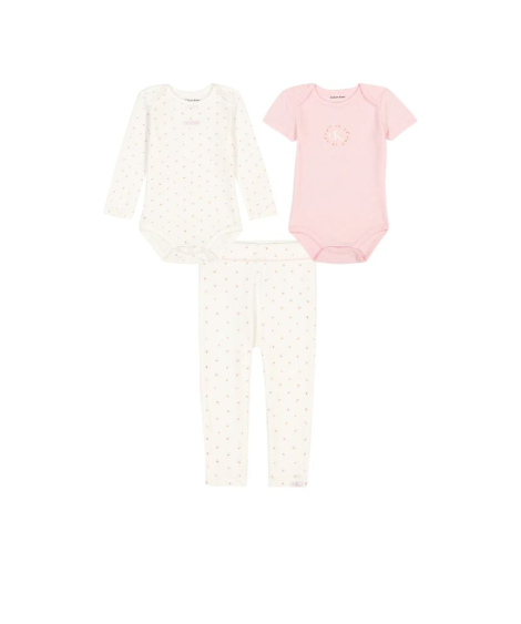 Дитячий комплект Calvin Klein 2 боді та штани 1159854704 (Молочний/Рожевий 0-3M) на зріст 56-61 см
