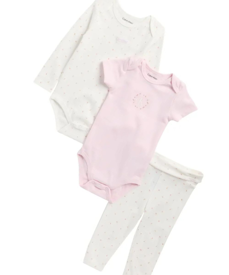 Дитячий комплект Calvin Klein 2 боді та штани 1159854704 (Молочний/Рожевий 0-3M) на зріст 56-61 см
