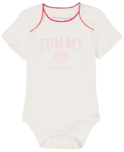 Детский комплект Tommy Hilfiger толстовка, боди и штаны на флисе 1159864768 (Молочный/Розовый 3-6M) на рост 64-69 см