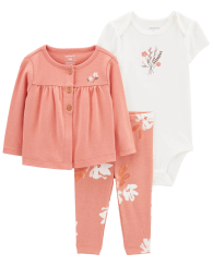 Комплект одежды Carter's кардиган, штаны и боди 1159840489 (Розовый 3M)
