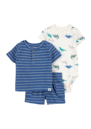 Детский комплект Carter's футболка, боди и шорты 1159840536 (Синий 24M)