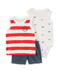Детский комплект Carter's майка, шорты и боди 1159841492 (Разные цвета 3M)