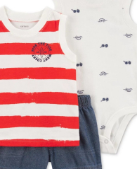 Детский комплект Carter's майка, шорты и боди 1159841492 (Разные цвета 3M)