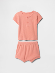 Детский комплект GAP футболка и шорты в рубчик 1159846066 (Розовый 3-6M)