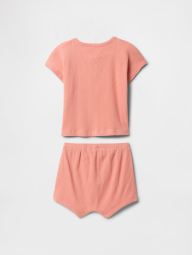 Детский комплект GAP футболка и шорты в рубчик 1159846066 (Розовый 3-6M)