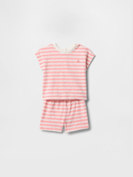 Детский комплект GAP футболка, шорты и панама 1159848604 (Белый/Розовый 3-6M)