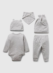 Детский подарочный комплект GAP боди, штаны, шапочка и слюнявчик 1159848079 (Серый 3-6M)