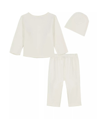 Детский комплект Calvin Klein лонгслив, штаны и шапочка 1159849849 (Молочный 0-3M) на рост 56-61 см