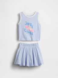 Комплект для малышей Lilo & Stitch GAP майка и юбка-шорты 1159850574 (Голубой 6-12M) на рост 70 см