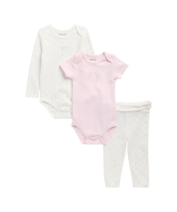 Детский комплект Calvin Klein 2 боди и штаны 1159854704 (Молочный/Розовый 0-3M) на рост 56-61 см