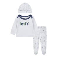 Детский комплект Levi's лонгслив, штаны и шапочка 1159855715 (Серый 50-56) на рост 50-56 см