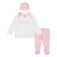 Детский комплект Levi's лонгслив, штаны и шапочка 1159859282 (Белый/Розовый 3M) на рост 56-62 см