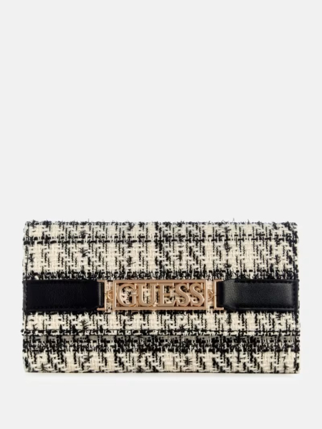 Стильный женский кошелек Guess на кнопке 1159839542 (Черный/Белый One size)