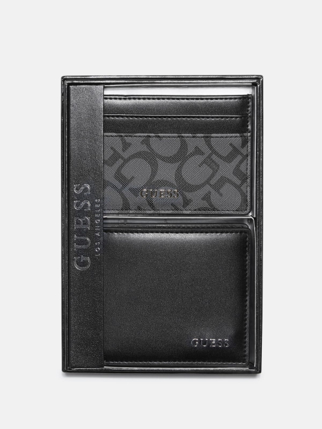 Чоловічий подарунковий набір Guess гаманець та картхолдер 1159841483 (Чорний One size)