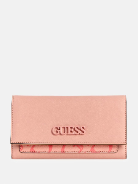 Стильный женский кошелек Guess на кнопке 1159841496 (Розовый One size)