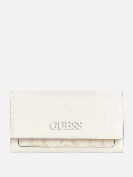Стильный женский кошелек Guess на кнопке 1159841497 (Молочный One size)