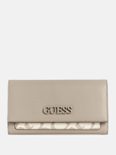 Стильний жіночий гаманець Guess на кнопці 1159841498 (Сірий One size)