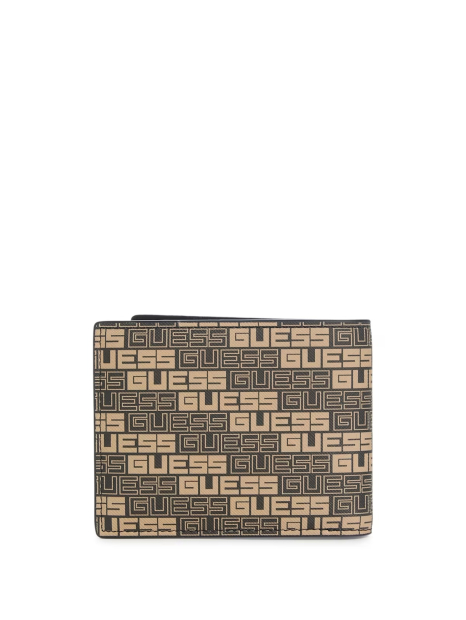 Стильный мужской кошелек Guess с принтом 1159841512 (Черный/Коричневый One size)