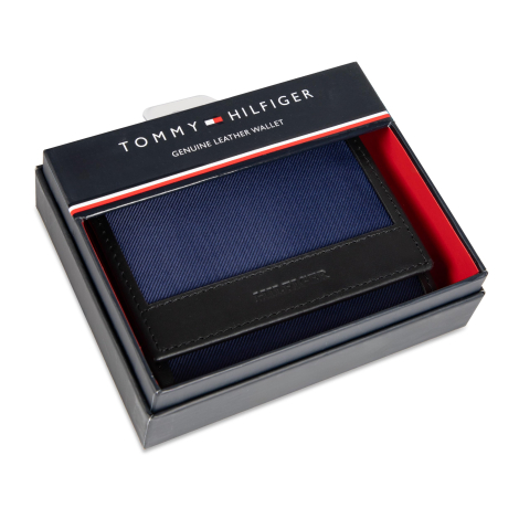 Чоловічий шкіряний гаманець Tommy Hilfiger із логотипом 1159845713 (Чорний/Синій One size)