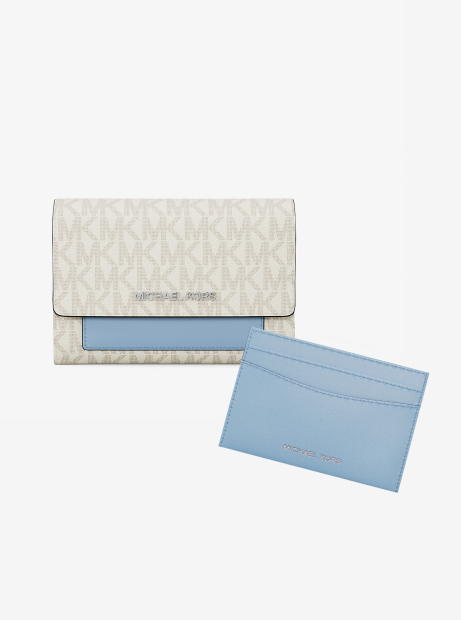 Женский кошелек Jet Set Michael Kors с картхолдером 1159848228 (Молочный/Голубой One size)