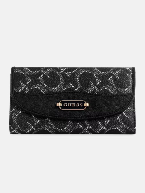 Женский кошелек с принтом Guess на кнопке 1159850083 (Черный One size)