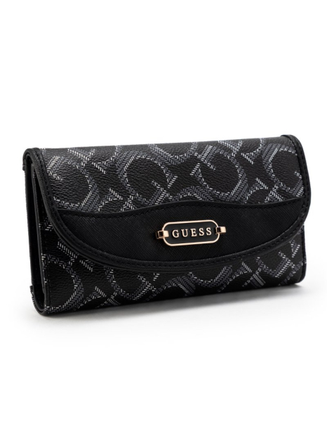 Женский кошелек с принтом Guess на кнопке 1159850083 (Черный One size)
