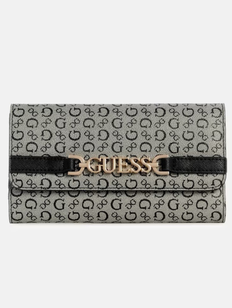 Женский кошелек на кнопке Guess с принтом 1159850152 (Серый One size)