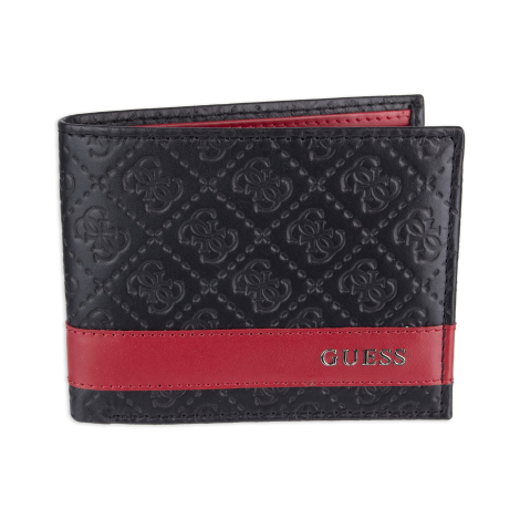 Мужской кожаный кошелек Guess с тиснением 1159852233 (Черный One size)