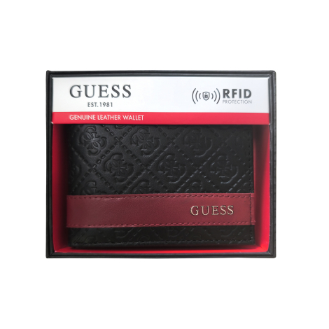Мужской кожаный кошелек Guess с тиснением 1159852233 (Черный One size)