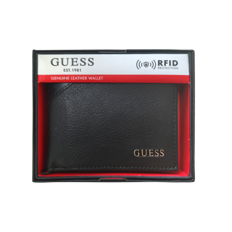 Мужской кожаный кошелек Guess с логотипом 1159852239 (Черный One size)