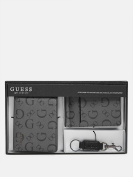 Мужской подарочный набор Guess кошелек, картхолдер и брелок 1159841061 (Серый One size)