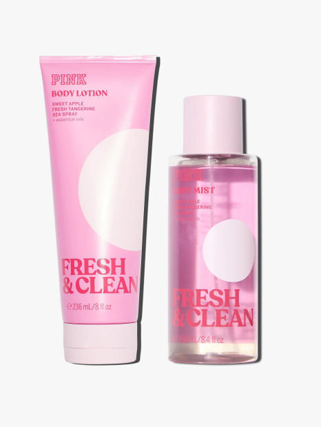 Набір для тіла Fresh & Clean Victoria's Secret Pink міст та лосьйон 1159846669 (Рожевий 236 ml/250 ml)