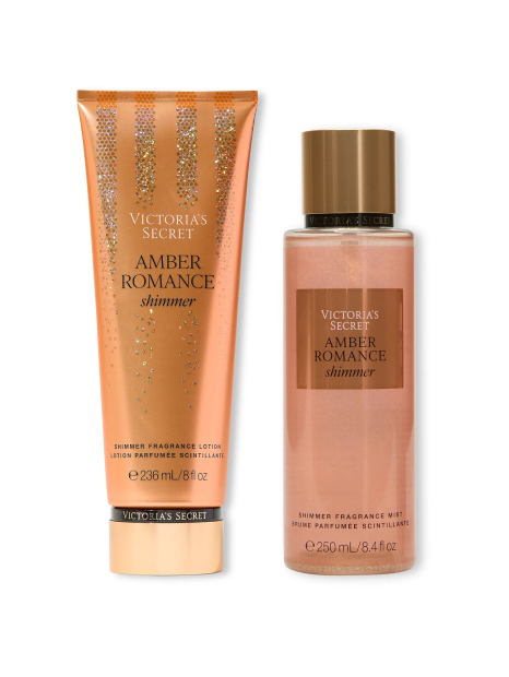 Набір для тіла Amber Romance Shimmer Victoria's Secret лосьйон та міст 1159847155 (Золотистий 236 ml/250 ml)