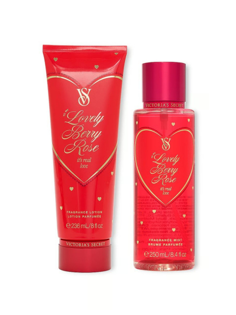 Набір для тіла Lovely Berry Rose Victoria's Secret міст та лосьйон 1159855698 (Червоний 236 ml/250 ml)