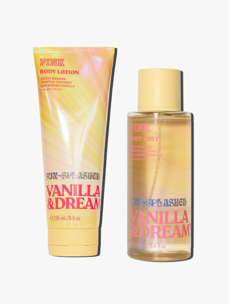 Набір для тіла Vanilla & Dreamy Sun-Splashed Victoria's Secret Pink міст та лосьйон 1159857432 (Жовтий 236 ml/250 ml)