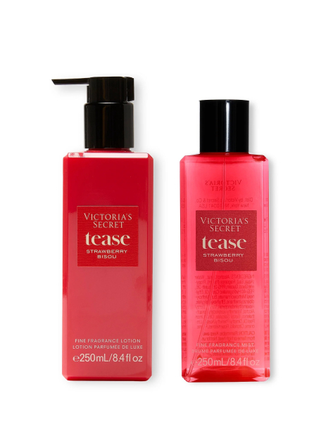Набор для тела Tease Strawberry Bisou Victoria’s Secret мист и лосьон 1162799890 (Красный 250 ml/250 ml)