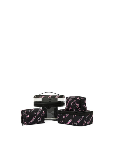Набір дорожніх косметичок 4 в 1 Victoria's Secret 1159856097 (Чорний/Рожевий One size)