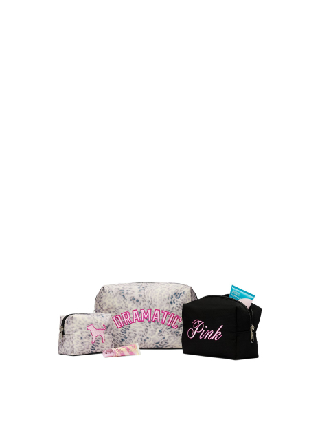 Набор косметичек Victoria's Secret Pink с принтом 1159862899 (Черный/Серый One size)