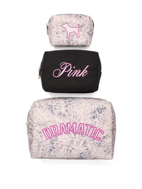 Набор косметичек Victoria's Secret Pink с принтом 1159862899 (Черный/Серый One size)