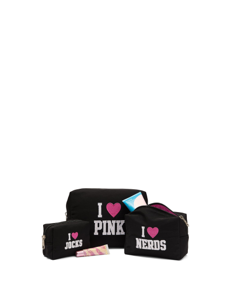 Набір косметичок Victoria's Secret Pink з вишивкою 1163344160 (Чорний One size)