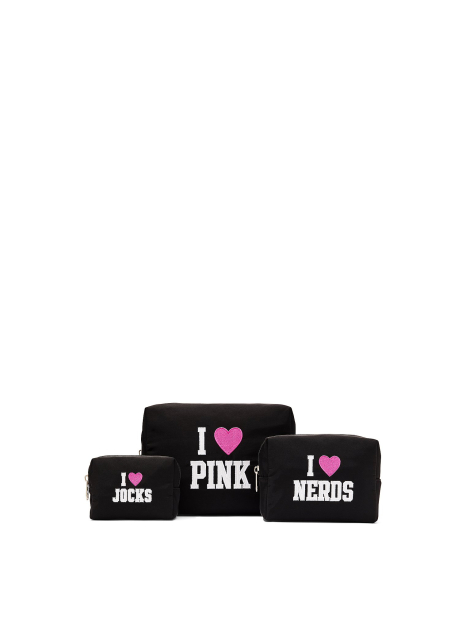 Набір косметичок Victoria's Secret Pink з вишивкою 1163344160 (Чорний One size)