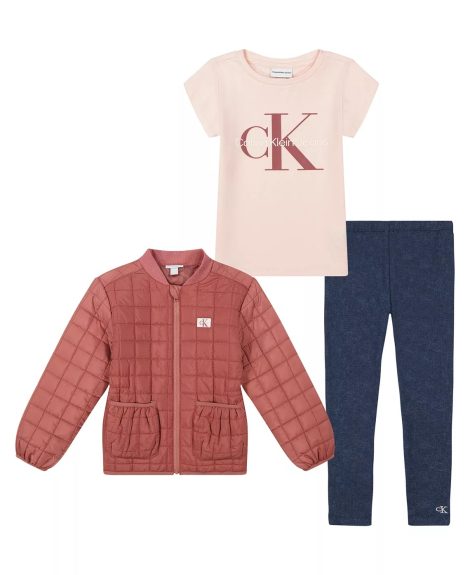 Дитячий комплект Calvin Klein куртка, футболка та легінси 1159839115 (Рожевий/Синій 5)