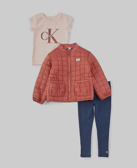 Дитячий комплект Calvin Klein куртка, футболка та легінси 1159839115 (Рожевий/Синій 5)