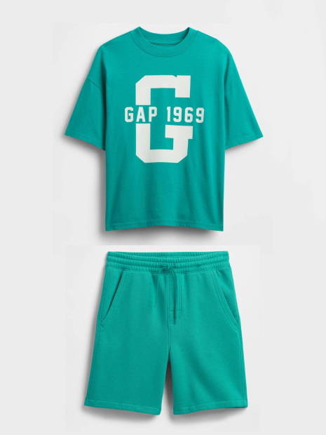 Дитячий комплект GAP футболка та шорти на флісі 1159839501 (Бірюзовий XL)